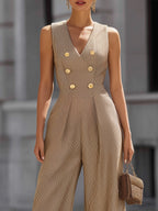 Tuta Intera Gessata Doppiopetto a Gamba Larga