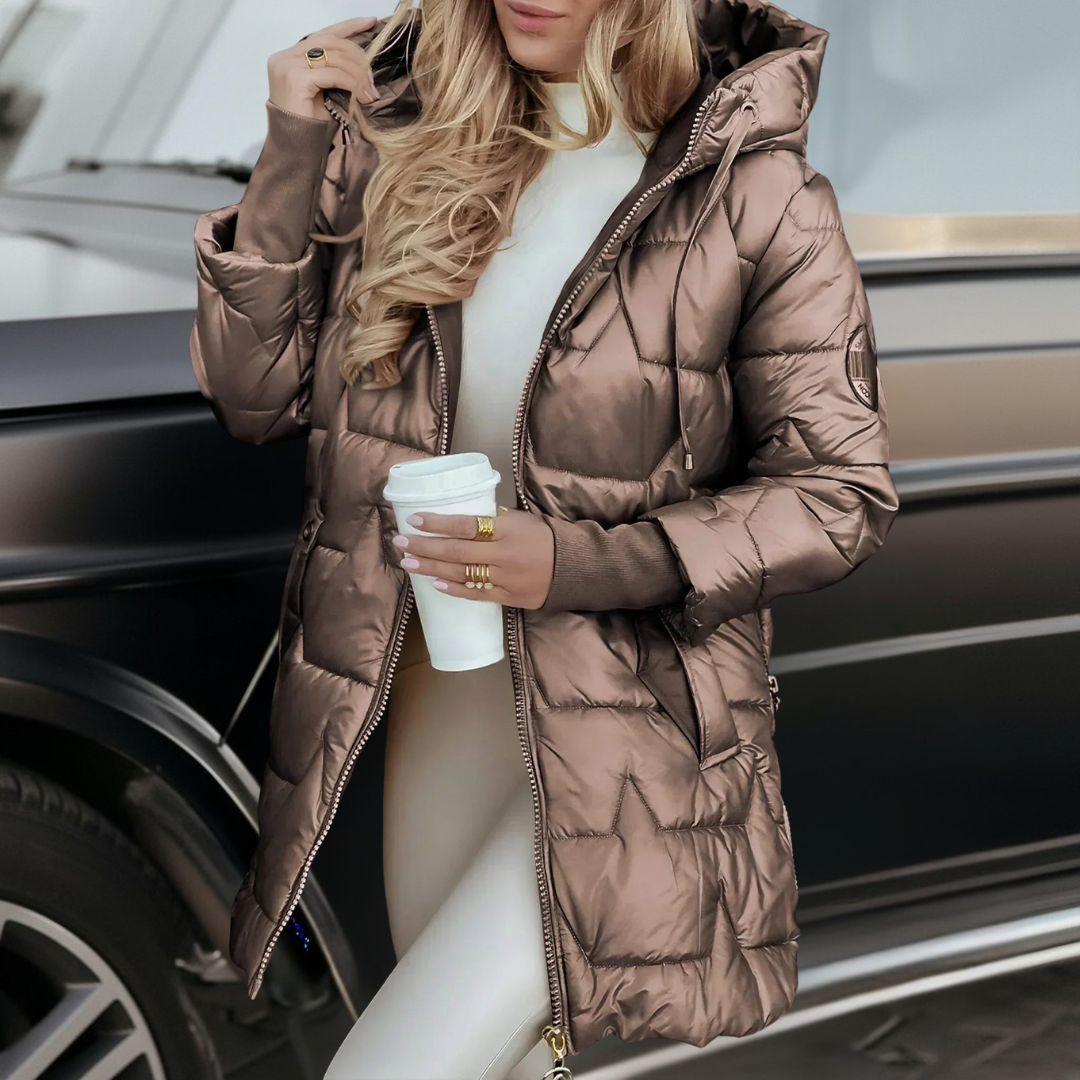 Aurora™ | Elegante cappotto invernale con cappuccio e imbottitura