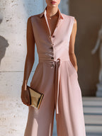 Tuta Senza Maniche con Cintura e Gamba Larga