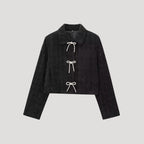 Giacca in Tweed con Fiocchi Frontali – Stile Cropped Chic