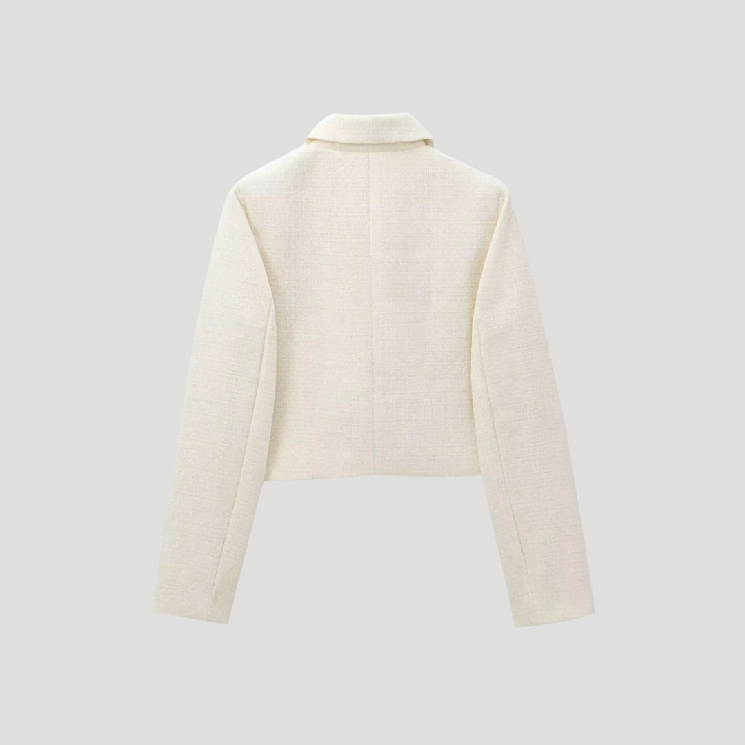 Giacca in Tweed con Fiocchi Frontali – Stile Cropped Chic