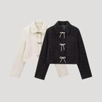 Giacca in Tweed con Fiocchi Frontali – Stile Cropped Chic