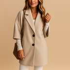 Cappotto Lungo Elegante da Donna in Lana con Bottoni Monopetto