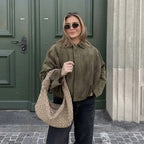 Giacca Cropped – Effetto Scamosciato – Stile Street Casual