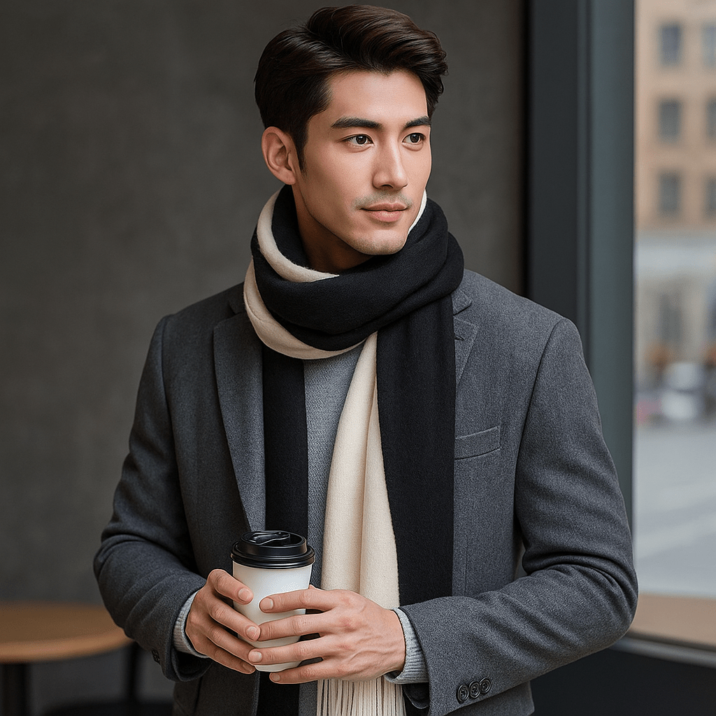 Sciarpa di Lana a Strisce - Lunga - Calda - Elegante