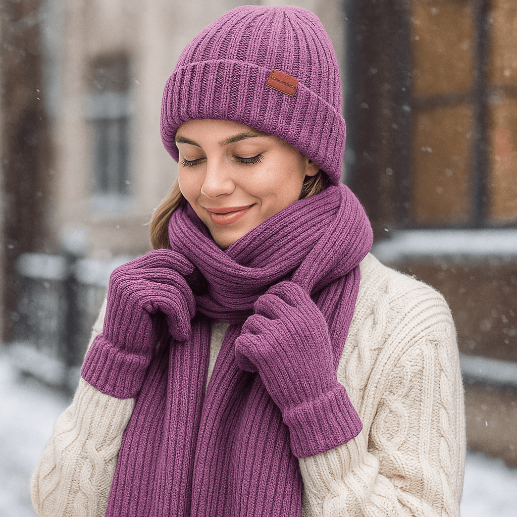 Set Invernale - Cappello - Sciarpa - Guanti Caldi - Unisex - Lana